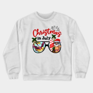 Christmas In July Sunglasses Santa Flamingo Summer Vacation Crewneck Sweatshirt